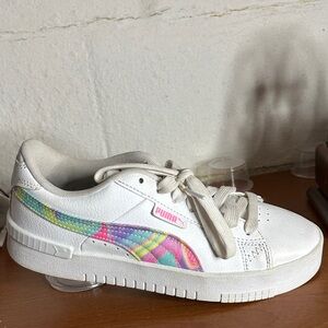 Puma Kids White Sneakers with Colorful Accents